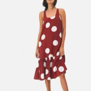 Sz S By Anthropologie Michaela Flounced Midi Dress